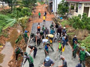 Hari ke-13, Satgas TMMD 125 Kodim 0316/Batam Rampungkan 48 Persen Pengecoran Jalan